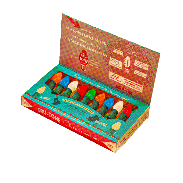 Classic Christmas Light Set - C7 LED light string in vintage style packaging