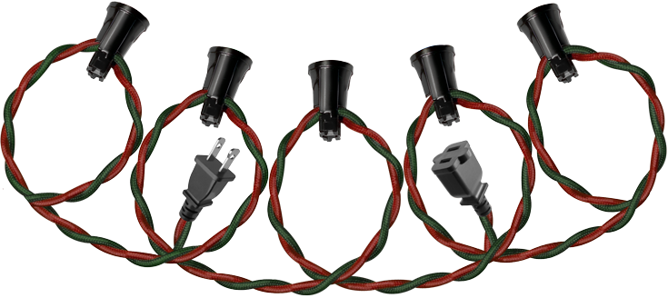 Classic decorative Christmas light string - E12 (C7) light string with vintage style  twisted-pair fabric wires