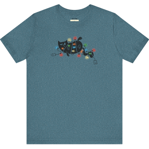 Christmas Light Cat Tangle TEE