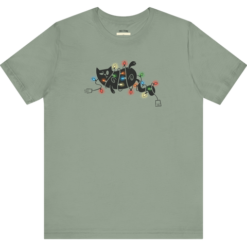 Christmas Light Cat Tangle TEE