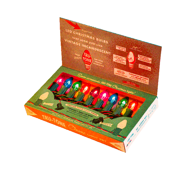 Classic Christmas Light Set - C7 LED light string in vintage style packaging