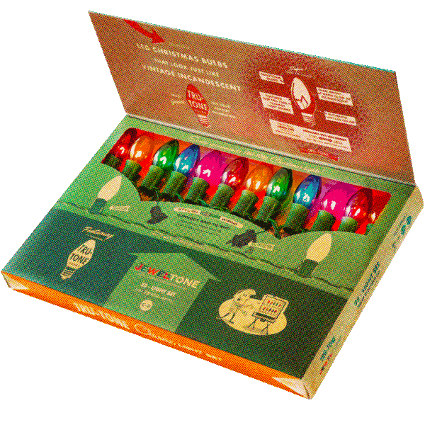 Classic Christmas Light Set - C9 LED light string in vintage style packaging