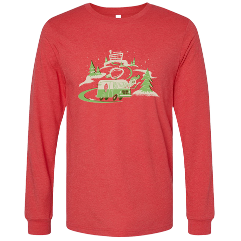 Unisex cotton long sleeve t-shirt with Tru-Tone holiday graphic in red