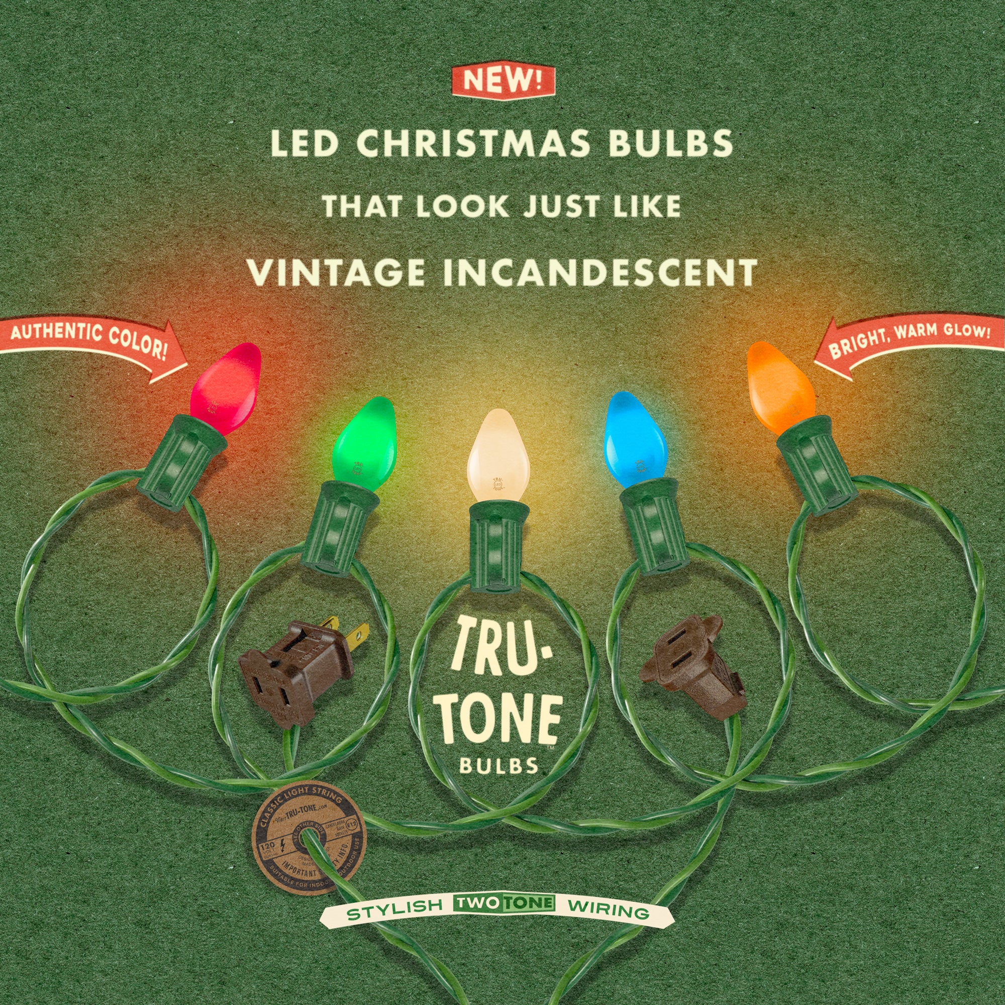 Classic Christmas Complete Light Sets | Tru-Tone™ vintage-style 25-LED light bulb