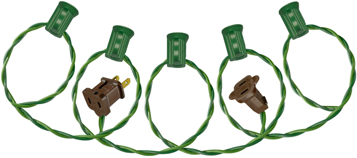 Classic decorative Christmas light string - E12 (C7) light string with vintage style twisted-pair wires in two-tone green