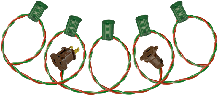 Classic decorative Christmas light string - E12 (C7) light string with vintage style twisted-pair wires in red and green