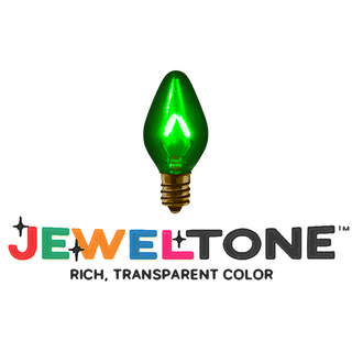 Vintage-style C7 LED Christmas light bulbs in transparent green