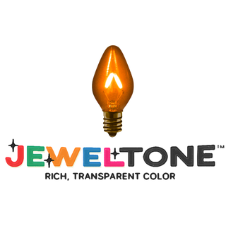 Vintage-style C7 LED Christmas light bulbs in transparent amber / orange