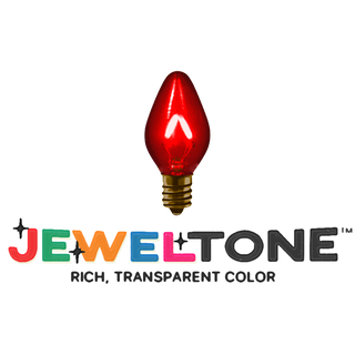 Vintage-style C7 LED Christmas light bulbs in transparent red